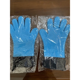 五指型防滑矽膠隔熱手套 （二入）