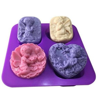 4孔 多款天使 組合模具 超暢銷!皂模。矽膠模。手工皂 蛋糕 巧克力模。餅乾模 香磚。防蚊磚 造型矽膠模具