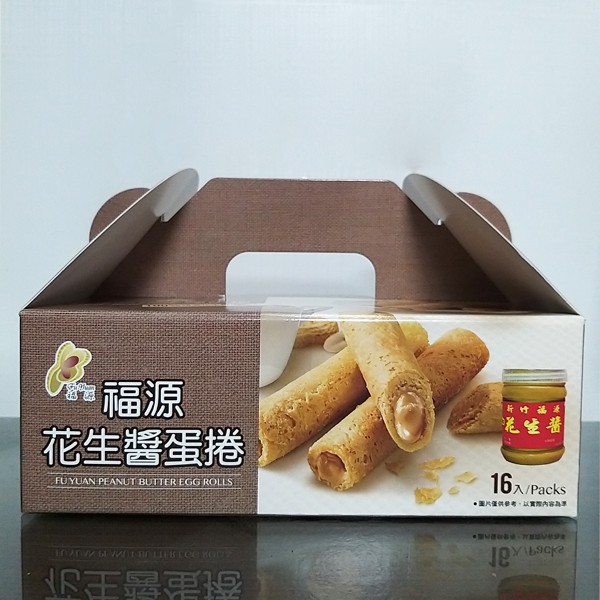 (超新現貨販售)新竹福黑芝麻綜合蛋捲/花生醬蛋捲-全新包裝盒裝16支 福源花生醬內餡[啾咪代購]