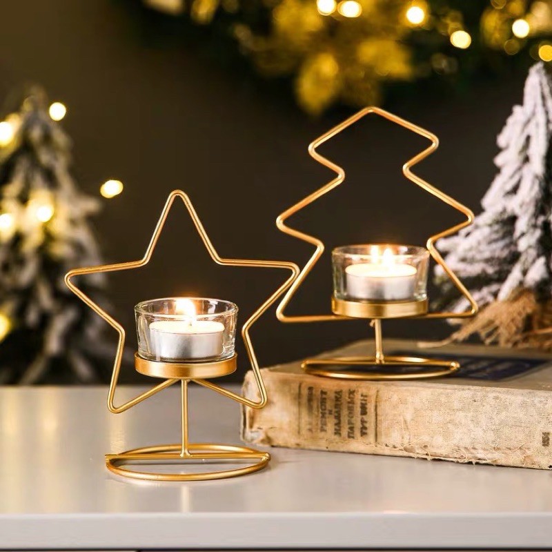 《現貨》聖誕樹/五角星造型燭台 燭光晚餐燭台 （贈一吋加高鋁殼蠟燭乙個）
