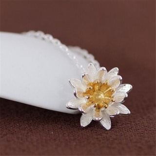 新款925純銀項鍊 韓版時尚荷花蓮花氣質花朵項鍊 N195
