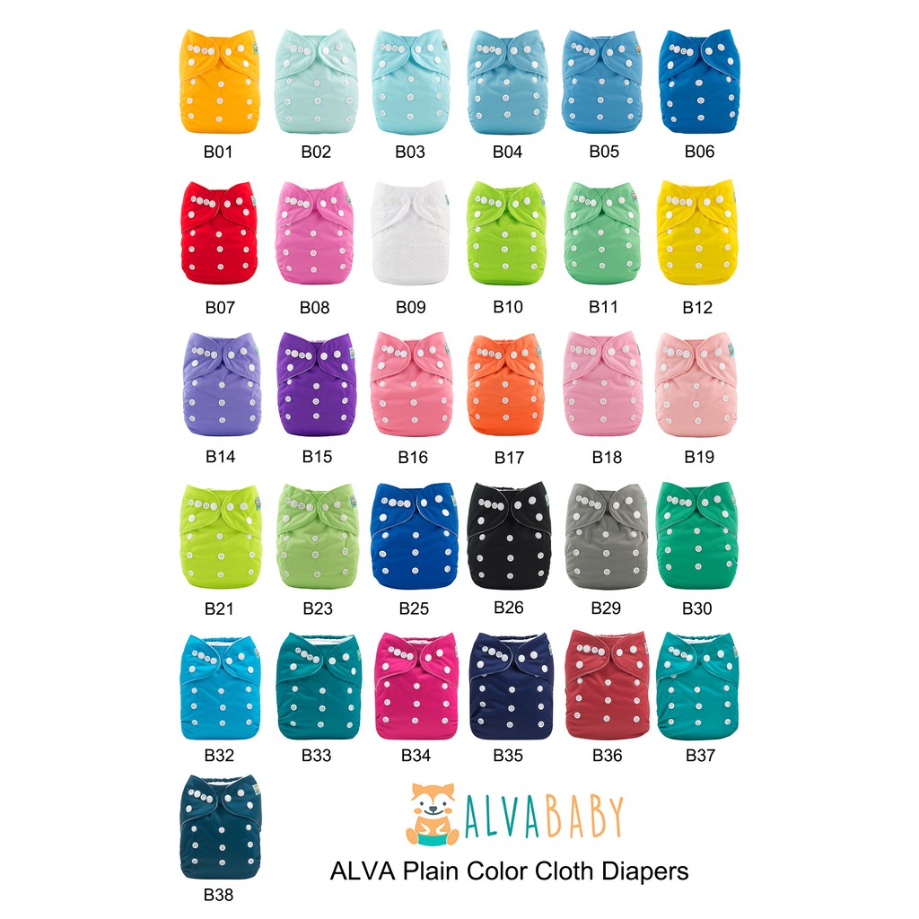 ALVABABY素色口袋式布尿布 嬰幼兒環保可以重複使用尿布 尿褲 拉拉褲 防水防側漏 按扣調節大小適合新生兒到3歲寶寶