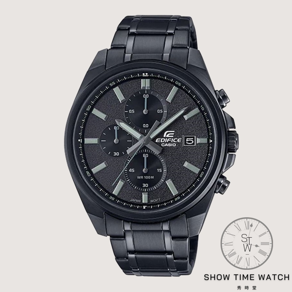 EDIFICE 卡西歐 極簡約錶盤 三眼計時 手錶-皮帶/質感黑 EFV-610DC-1A [ 秀時堂 ]