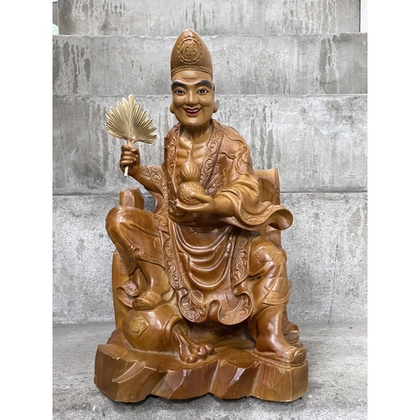 「華誠」1尺3  濟公 原木色 金身 神像 樟木雕刻