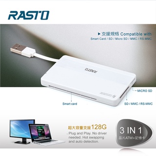 💝RT4 超薄型晶片ATM+記憶卡複合讀卡機 【RASTO】