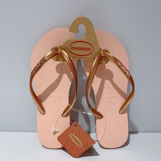 Havaianas Slim Logo Metallic 哈瓦仕 女生 粉金扣 經典款 拖鞋4119875-3606W