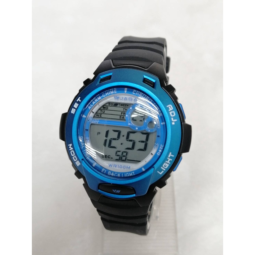 【 幸福媽咪 】 JAGA捷卡 公司貨 防水多功能運動電子錶 M969-AE(黑藍)