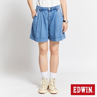EDWIN 台灣文化 理髮廳 打折寬短褲(拔洗藍)-女款