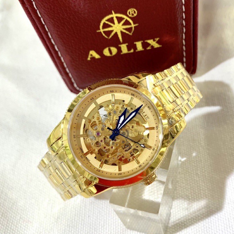 ✨ AOLIX 奢華 機械男錶 防刮防水 金錶 金面 日本石英機芯 藍寶石鏡面 保固 高級平價機械錶