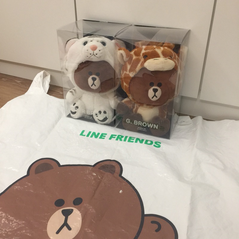 韓國帶回 正版 line friends 熊大 白虎 長頸鹿 24cm 大娃娃 玩偶 偽裝系列 生日禮物 聖誕禮