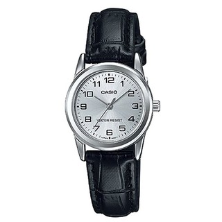 【CASIO】經典時尚指標真皮腕錶-數字銀面(LTP-V001L-7B)正版宏崑公司貨
