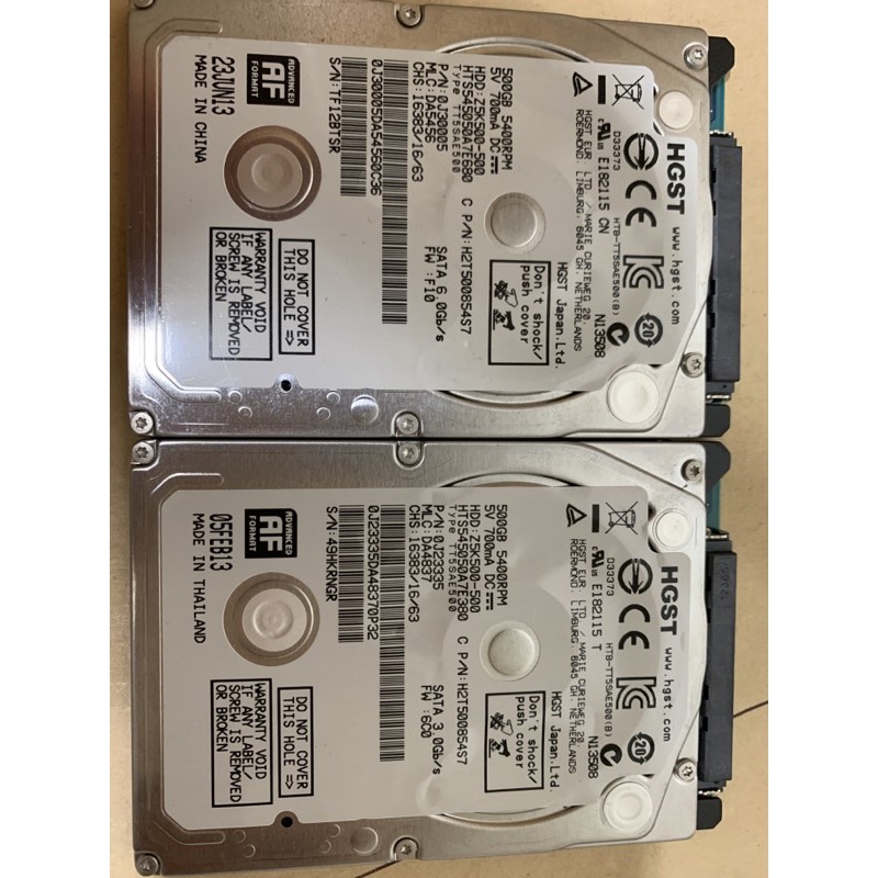 HGST 500G 2.5吋 SATA 硬碟 兩個