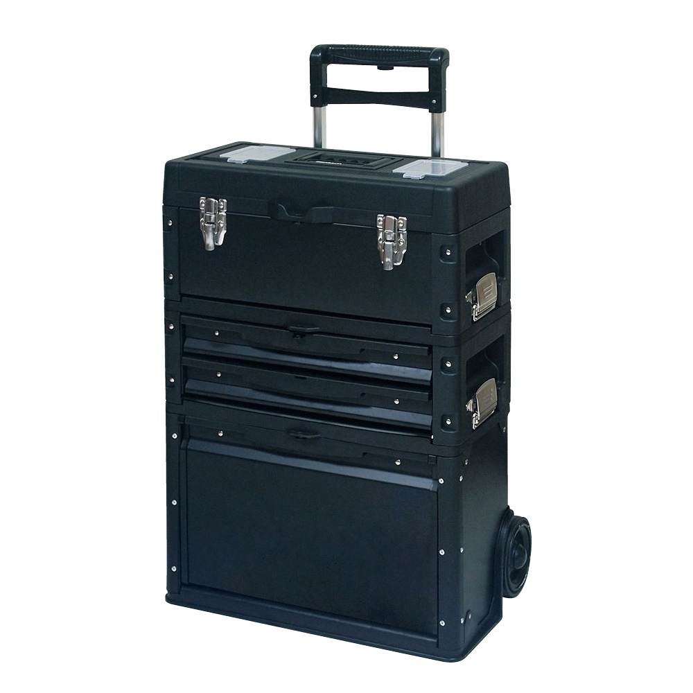 【三層組合工具車(黑色)】工具箱手拉車 拉桿工具箱推車 工具收納箱 多功能三層组合式