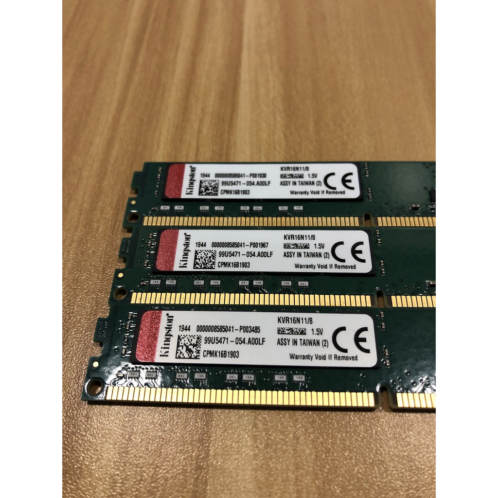 金士頓 DDR3 1600 8G KVR16N11/8  1.5V 窄版