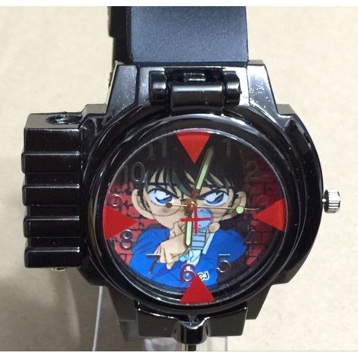 柯南紅外線瞄準掀蓋錶 兒童創意放大鏡手錶 學生個性手錶 卡漫同款精品 創意禮品 贈錶盒