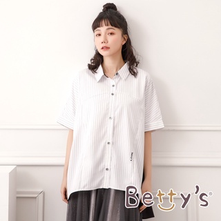 betty’s貝蒂思(05)條紋下襬拼布襯衫(白色)