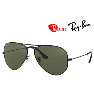 【珍愛眼鏡館】Ray Ban 雷朋 黑框墨綠偏光太陽眼鏡 RB3025 002/58 62mm大版 寬臉適合 公司貨