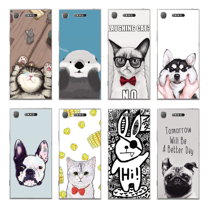 卡通可愛的狗動物後蓋sony Xperia Xz Xzs Xz1 Xz2 Compact Xz Pre 蝦皮購物