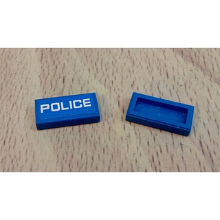 [ 二手磚 ] 樂高 3069bpb0296 藍底白細字POLICE貼紙 印刷平板磚 set 60041 / 60047