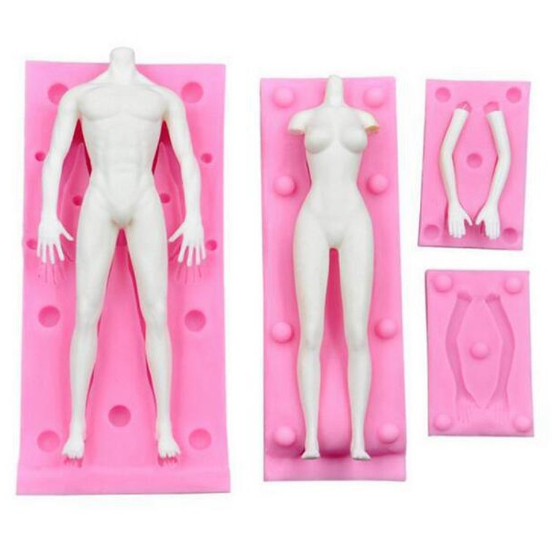 糖翻轉娃娃身體模具男女全身矽膠模具diy粘土手工軟粘土身體模具