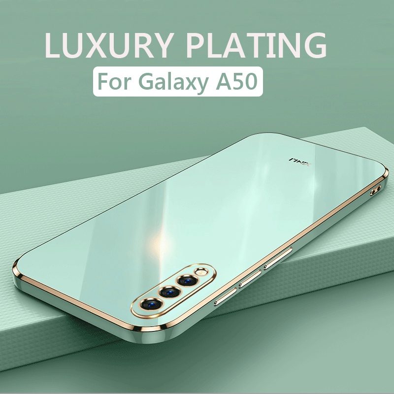 SAMSUNG 適用於三星 Galaxy A50/A50S/A30S 手機殼豪華電鍍軟矽膠保護套光面電鍍方形三星手機殼,