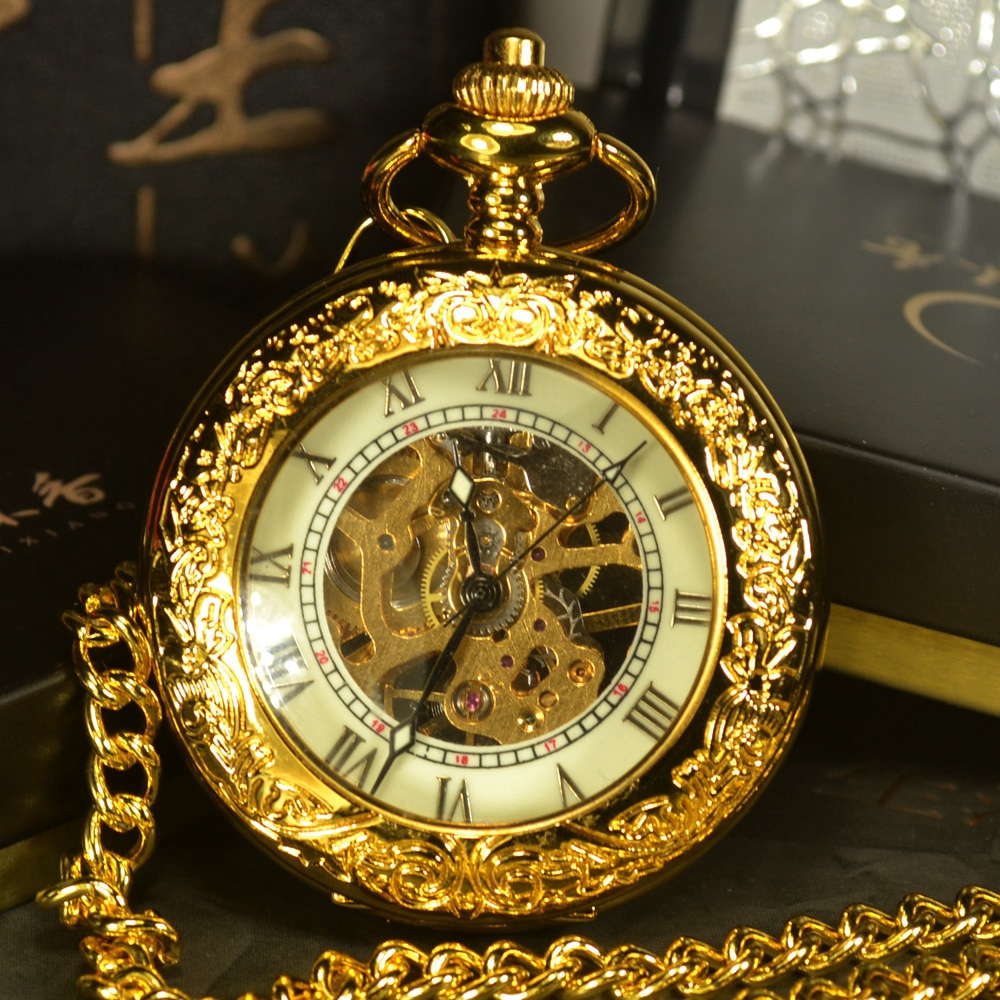 Tiedan 骷髏機械懷錶男士蒸汽朋克古董鏈項鍊口袋和 Fob 手錶