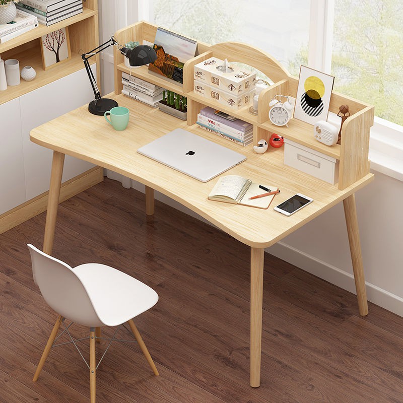 【台湾特賣】電腦書房桌家用租房臥室簡易實木腿書桌簡約學生單人學習寫字桌子
