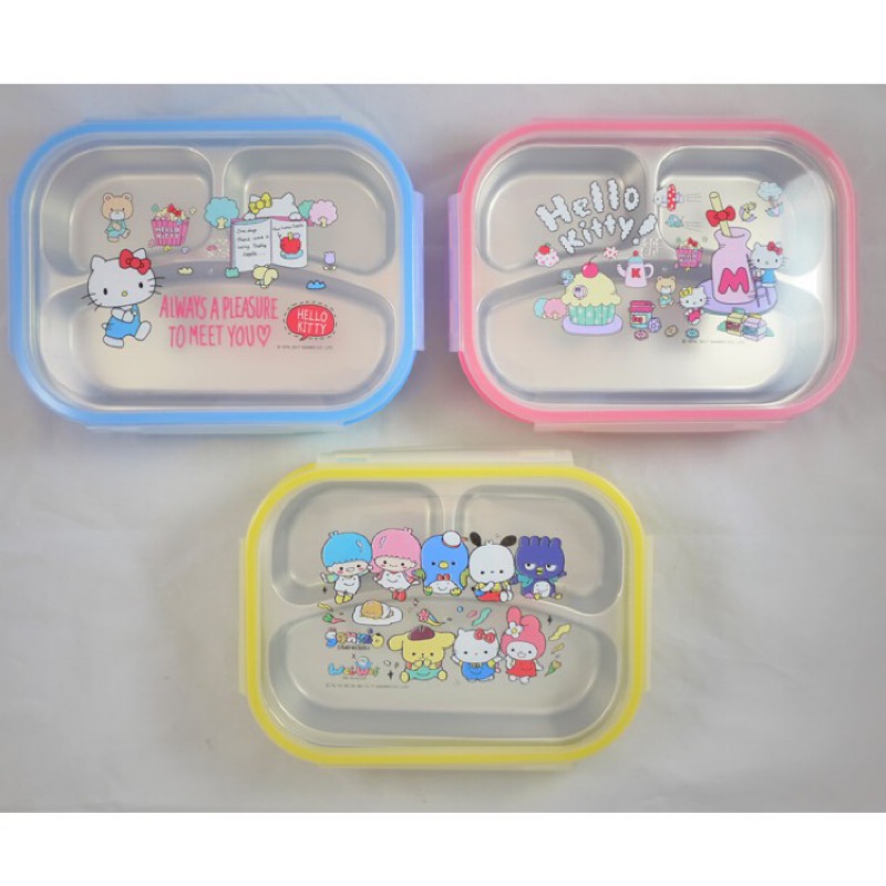 (TS SHOP) HELLO KITTY 不鏽鋼分隔餐盤 台灣製造 兒童餐具 餐具餐盤外出餐盒 環保餐盤 不銹鋼餐盤