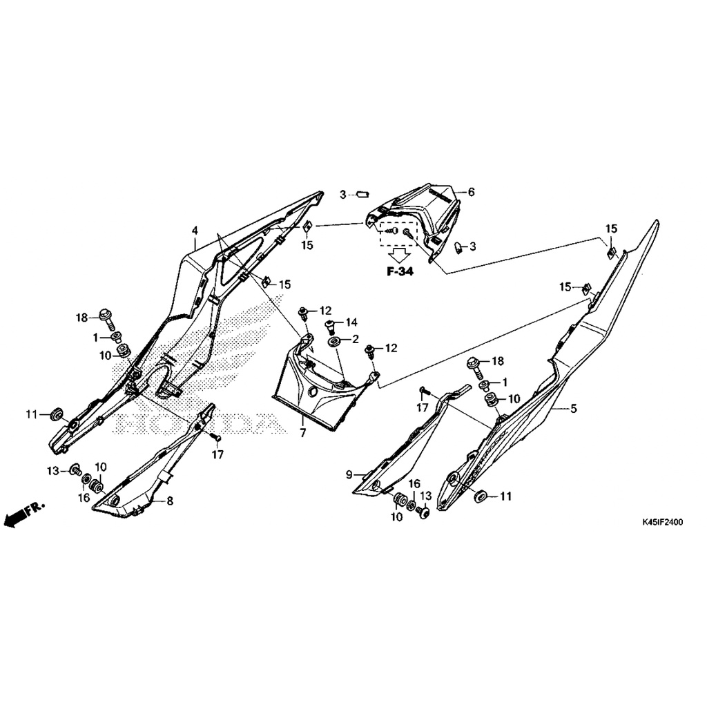 〖 小R倉庫 〗HONDA 本田 CBR150R 2016~2019 右尾殼 消光黑  白