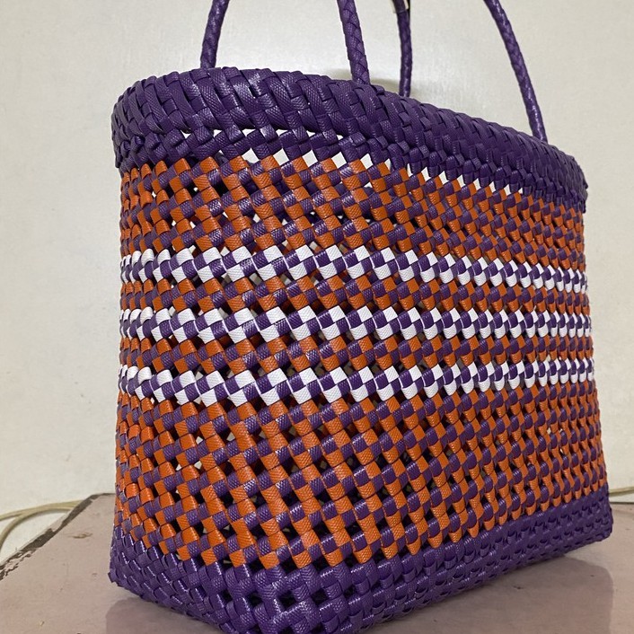 打包帶編織籃-提籃(搗蛋紫橘)