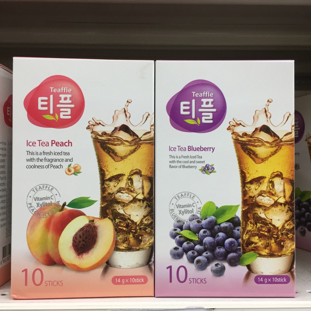 韓國teaffle 蜜桃冰茶藍莓冰茶ice Tea Blueberry Peach 10入 蝦皮購物