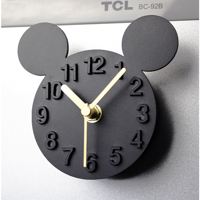 可愛的米老鼠冰箱時鐘 3D 立體米奇冰箱鐘壁手錶磁鐵留言棒吸壁鐘