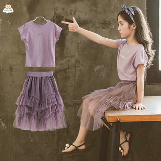 女童洋裝 女童韓版套裝 女童夏裝套裝2022新款韓版時尚洋氣中大童兒童夏季時髦兩件套裙潮