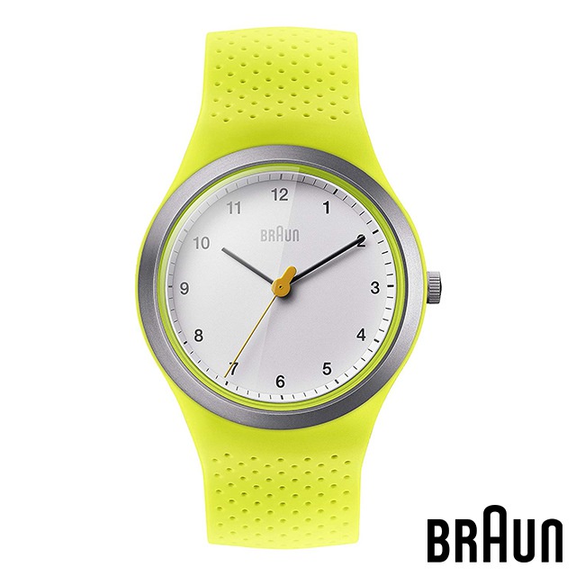 BRAUN德國百靈 經典簡約矽膠錶 防水運動錶 黃色