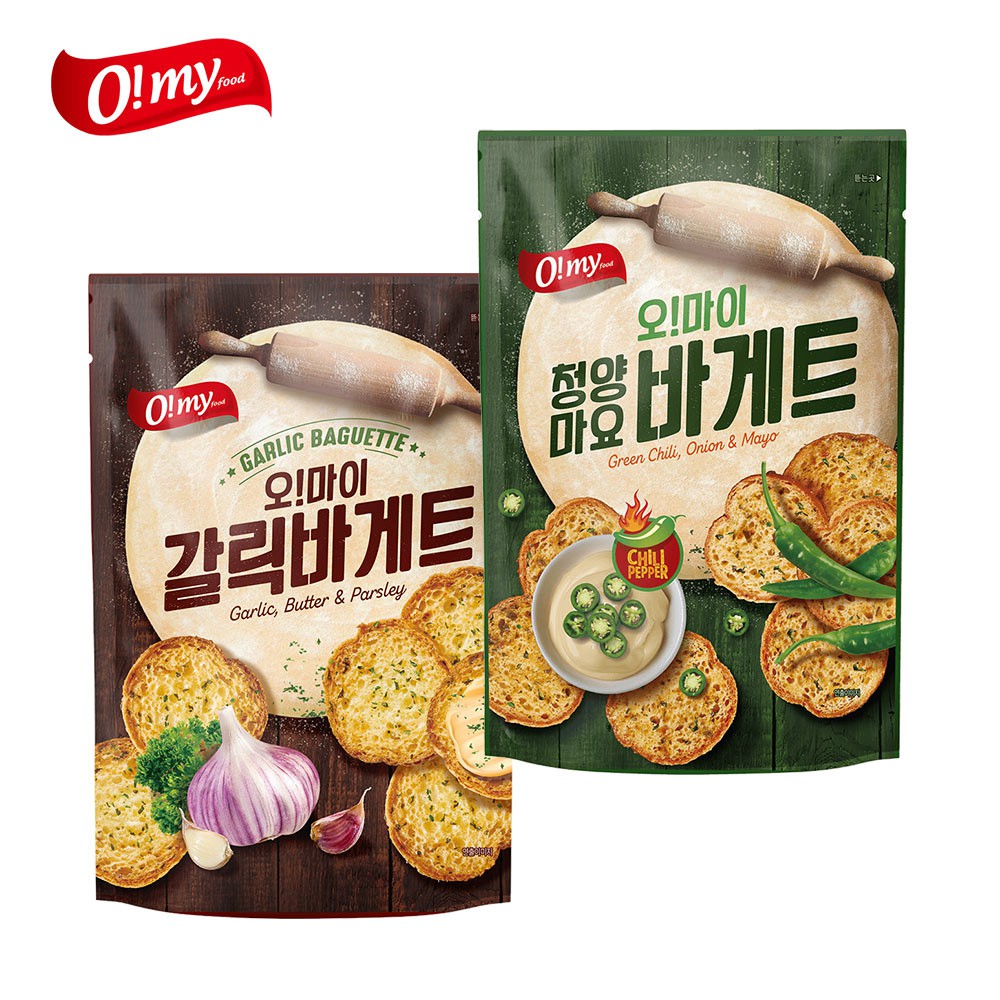 【蝦皮直營】韓國 歐邁福 法式麵包餅乾 香蒜奶油/青陽辣椒美乃滋 80g