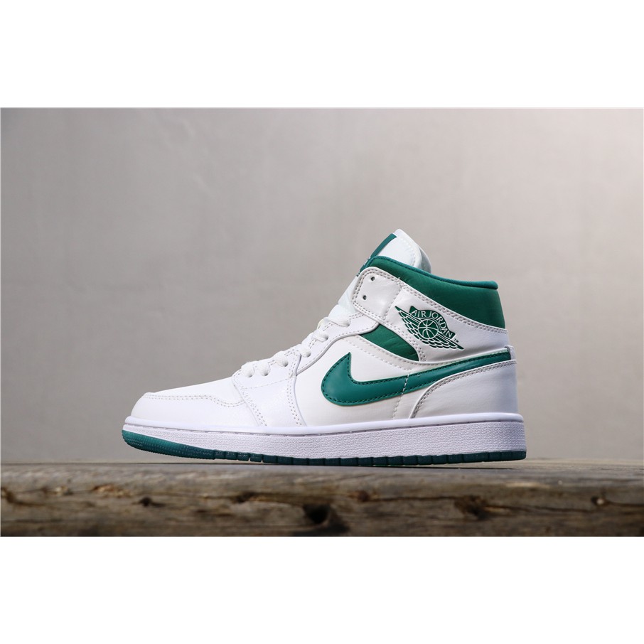 air jordan 1 mid white mystic green