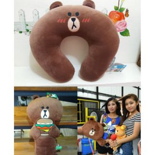 熊大抱枕 頭型枕 熊大抱枕 兔兔 line friends 造型枕~靠腰枕 熊美頸枕 熊大娃娃 頸枕 靠枕~抱枕