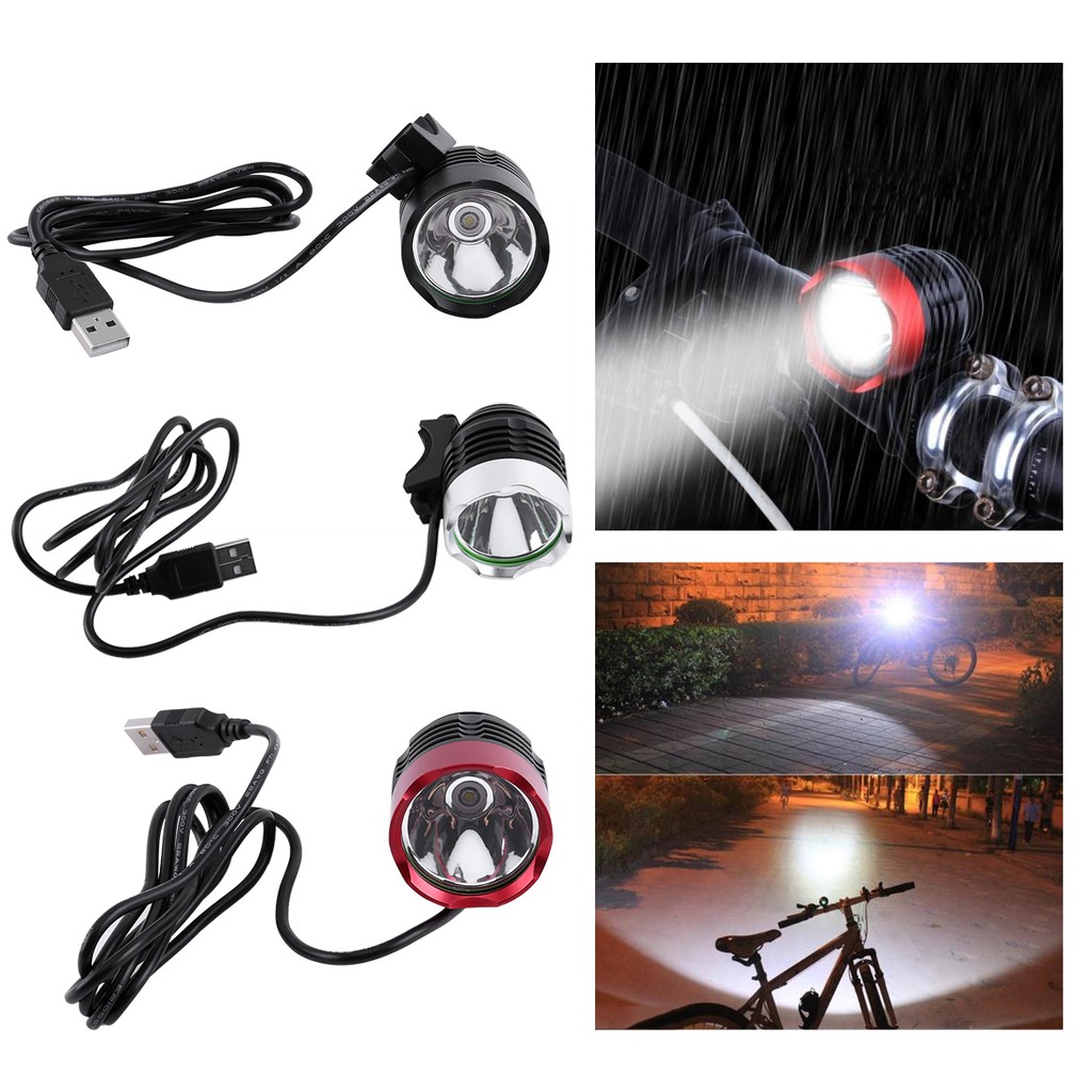 【晴天戶外 24小時出貨】LED CREE-T6 USB強光腳踏車車燈1200LM +兩個橡膠圈