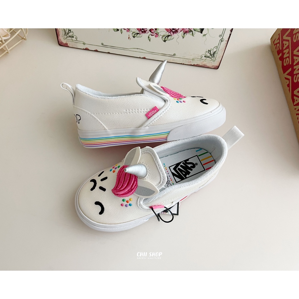 【CHII】日本 Vans KIDS＆BABY UNI SLIP-ON V 童鞋 獨角獸 白色