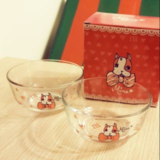 全新mimo粉戀甜心玻璃點心碗2入組