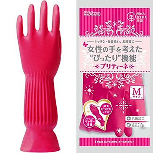 現貨速發 日本 dhp-dunlop 女性專用橡膠防水手套 防止滑落花邊束口設計家事手套