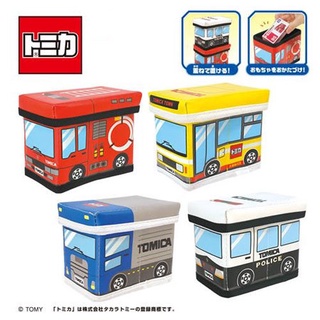 【現貨】日本正版景品 可折疊 可堆疊 迷你收納箱 文具 小東西 TOMICA 汽車 消防車 巴士 TAITO 玩具收納