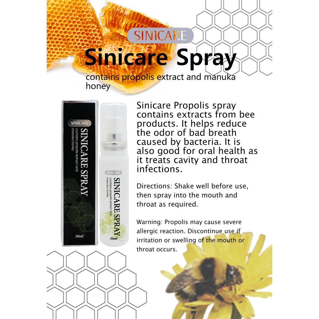 ＊╮e'Best╭＊ 澳洲 Sinicare Propolis Spray 蜂膠噴劑 (添加麥盧卡蜂蜜) 30ml