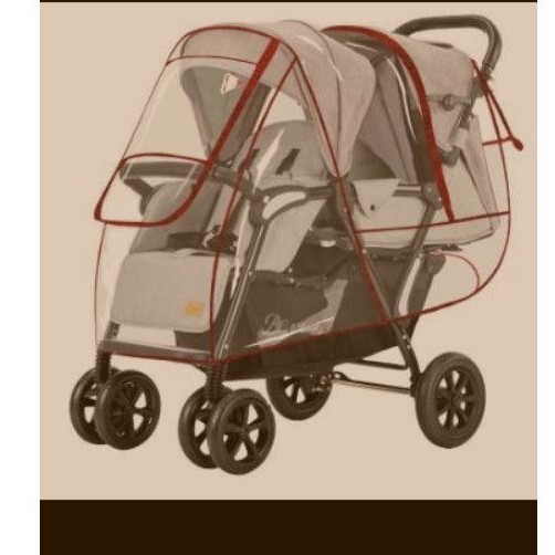 【現貨】推車雨罩 遮陽罩 通用型童車雙胞胎嬰兒車防雨罩雙人前後座寶寶手推車防風雨罩 推車配件