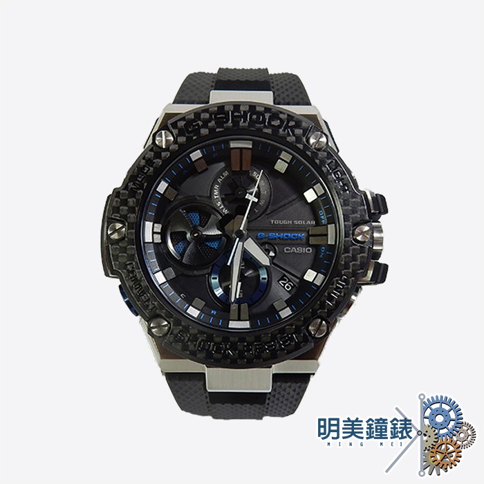 CASIO/G-SHOCK/智慧藍牙連線的G-STEEL系列(碳纖維錶圈)/GST-B100XA-1A /明美鐘錶