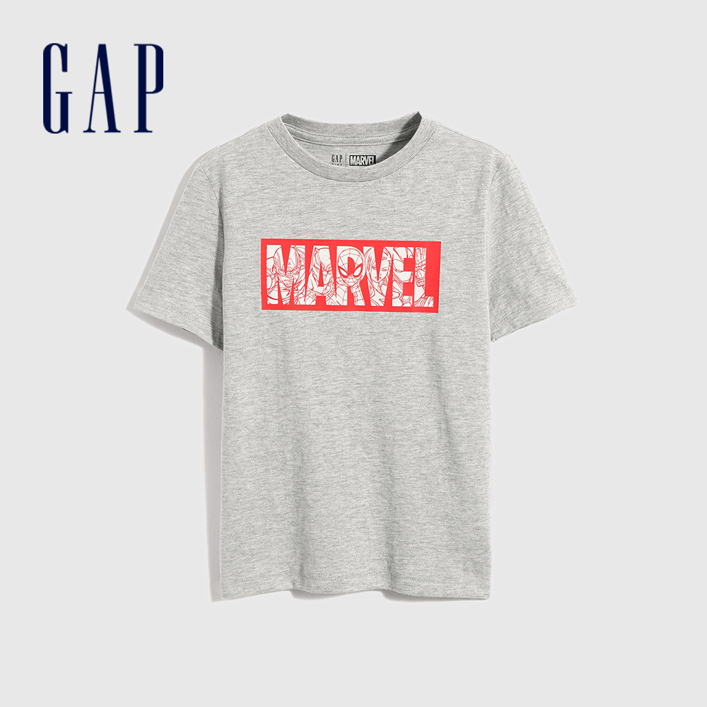 Gap 男童裝 Gap x Marvel漫威聯名 純棉短袖T恤-灰色(703952)