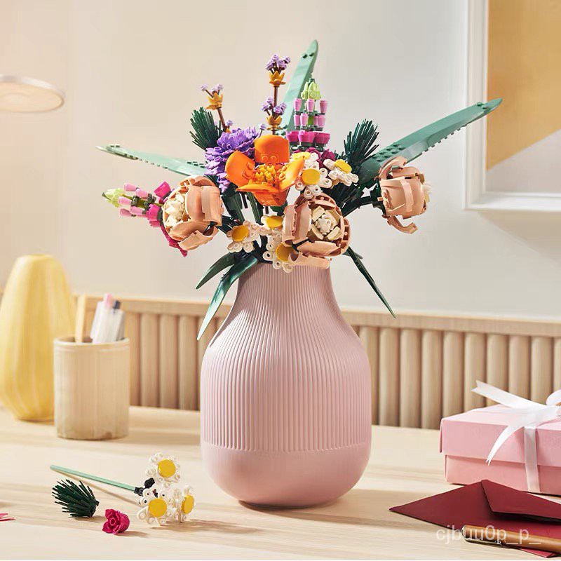 Lego樂高花束鮮玫瑰花瓶永生盆景插花積木玩具女孩系列益智 蝦皮購物
