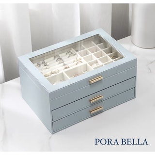 <Porabella>熱賣款新色大容量皮革首飾盒 珠寶盒 飾品盒 飾品戒指項鍊耳環耳夾收納 透明展示收納盒 情人節送禮