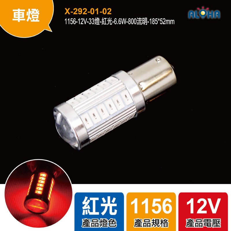 阿囉哈LED大賣場 車用1156-12V-33燈-紅光-6.6W-800流明 DIY改裝車燈 煞車燈