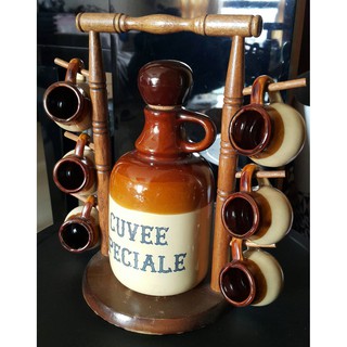 <二手>法國特釀cuvee speciale鄉村風陶瓷品酒壺 牛奶罐 蜂蜜罐 600ml